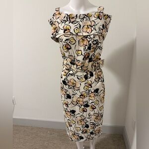 Badgley Mischka One Shoulder Floral Dress